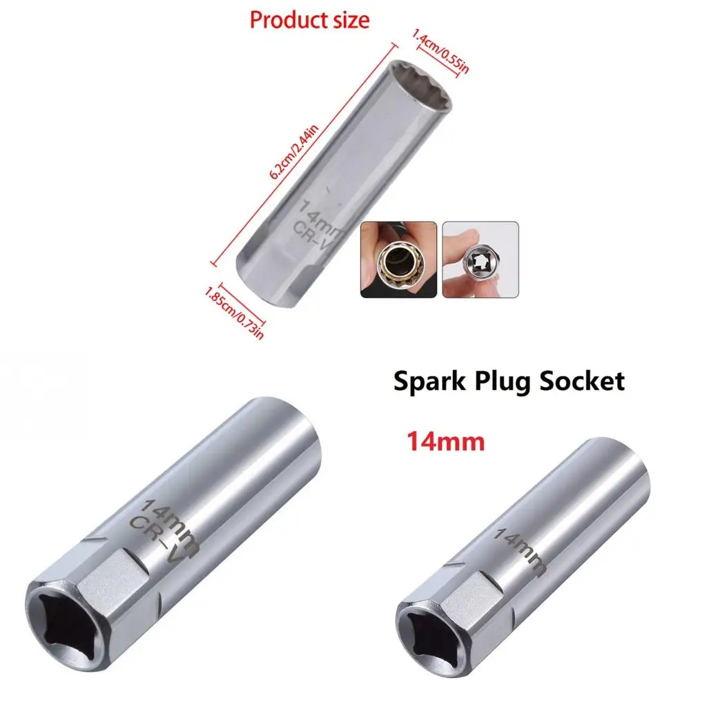 Flexible Plugs Socket 14Mm Thin Wall 3/8Inch Drive 12 Point Automotive Repair Tool