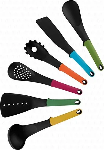 Silicone Kitchen Serving Set Colorful Scoop Set Serving Spoons With 7 Pieces Stand