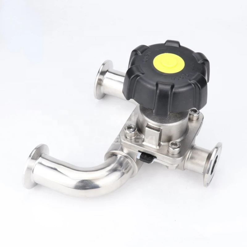 Sanitary stainless steel U type 3 way diaphragm valve with clamp connection