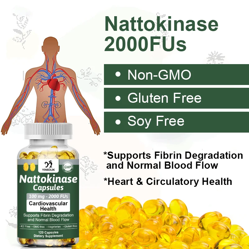 Naturally Organic Nattokinase Capsules-Serine Peptidase, Super Strong Absorption Gluten Free, Non-GMO