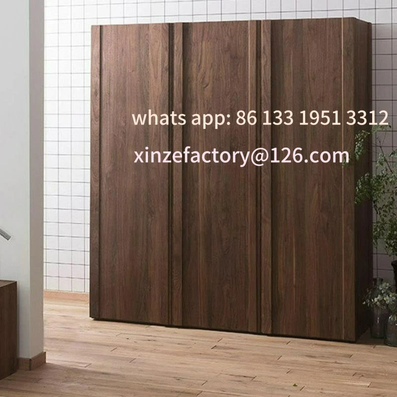 

Customizable Solid Wood Black Walnut Wardrobe Master Bedroom Whole House Two or Three Door Lockers