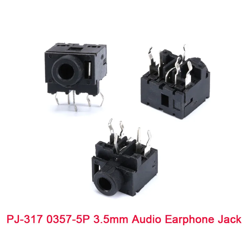 5-20Pcs 3.5MM Headphone Jack Audio Video Female Dual Channel Stereo Jack Jack Socket Stereo Solder Panel Mount PJ-320D 322 301M