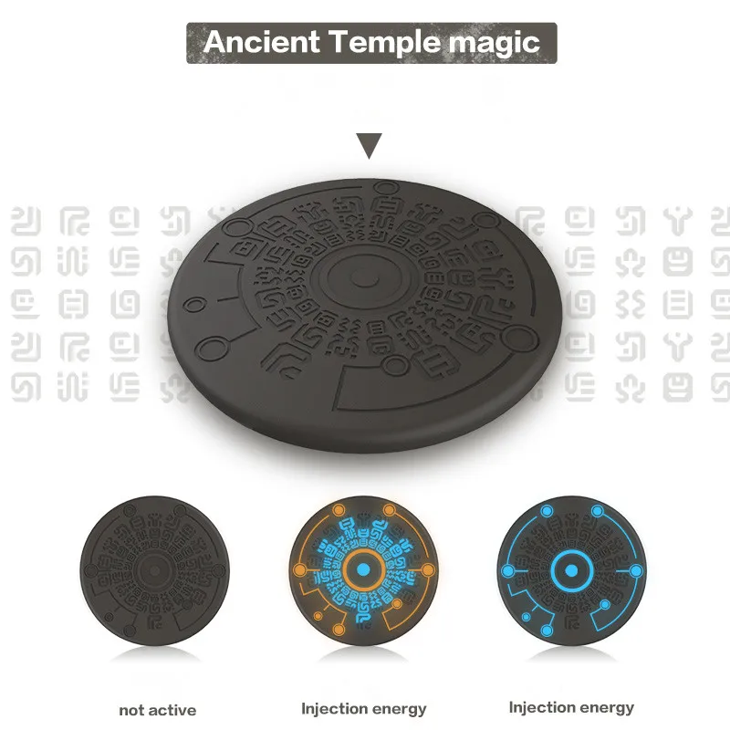 Sheikah runas Magic Array Pad con música y efectos de luz, elementos del templo, cargador inalámbrico de carga rápida de 15W para juegos Funs