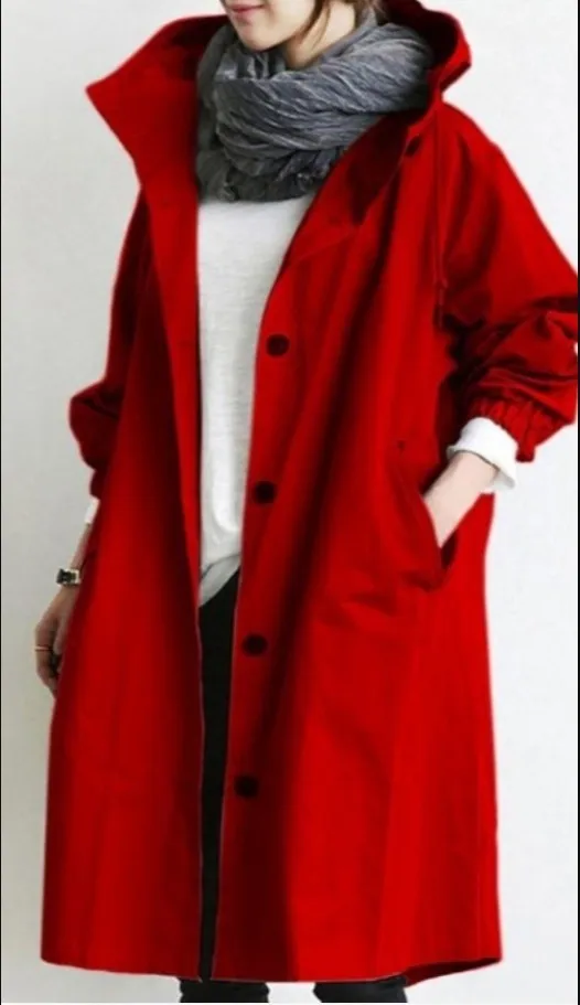 

Spring Casual Sle Women's Midlength Windbreaker New Small Size Pure Color Long Sve Cotton 00% Faionable Coat