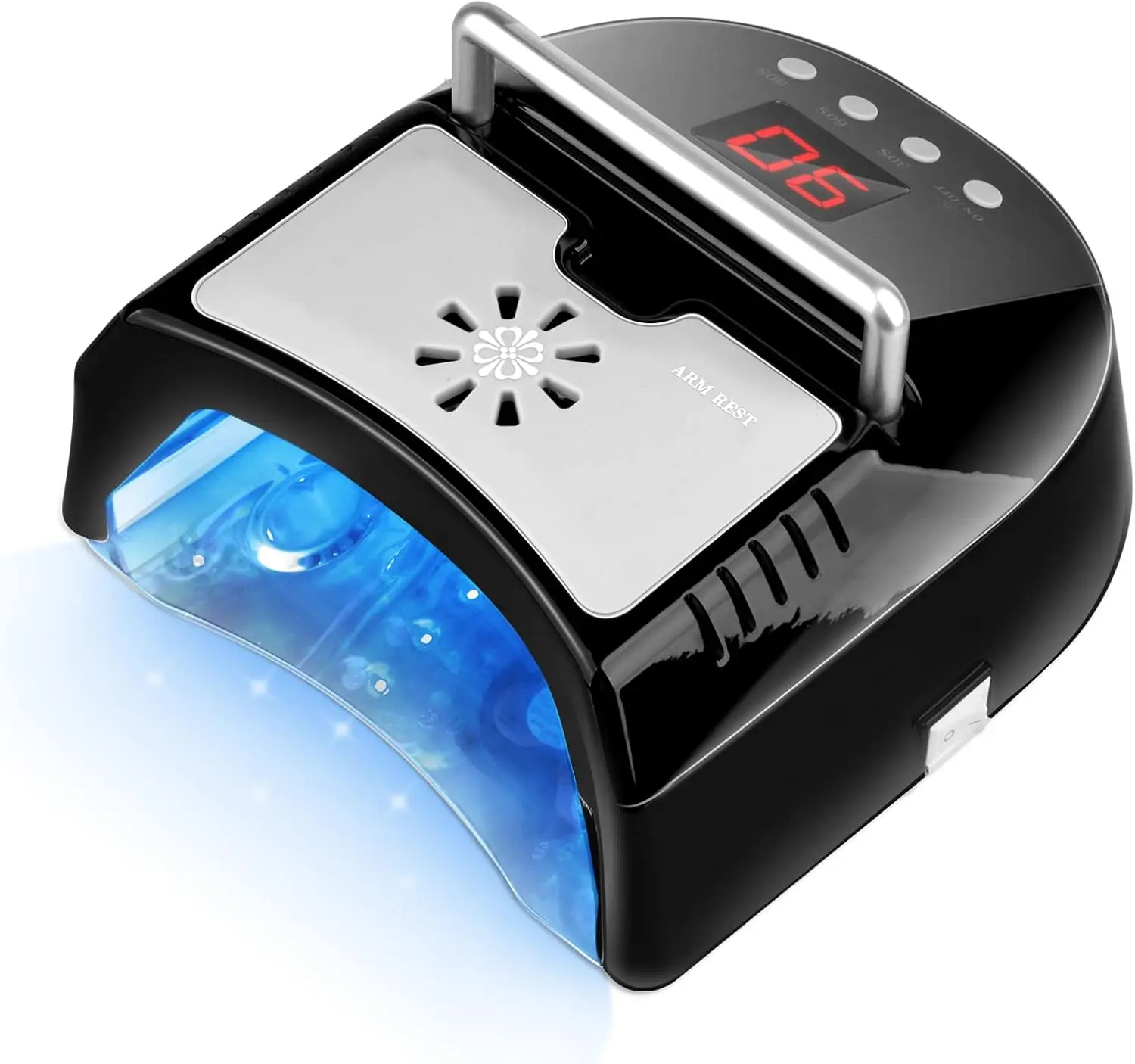 72W Professional UV LED Nail Lamp, Cordless Gel Nail Curing Light with Fan and Portable Handle for Salon Home Use