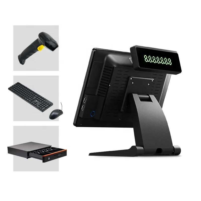Core i5 3rd Gen All-in-One Capacitive Touch Screen POS Terminal with Single Screen + VFD Display and Windows System