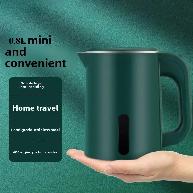 

0.8L Hotel Office Kettle Mini Electric Kettle Dormitory Kettle Food Grade Stainless Steel Double Layer Anti-scalding