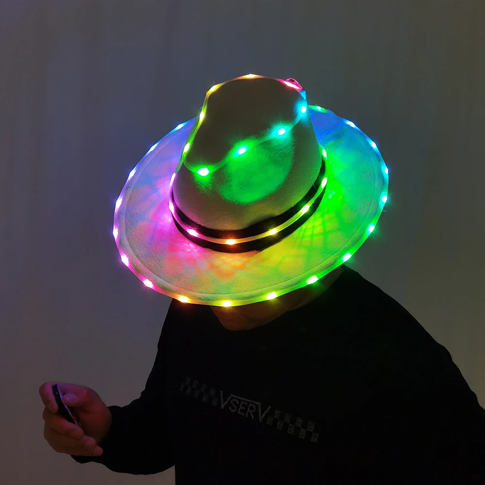 Chapeau néon à LED polychrome pour fête costumée, casquette Shoous, spectacle de danse, bar DJ structurels ent, carnaval, cool