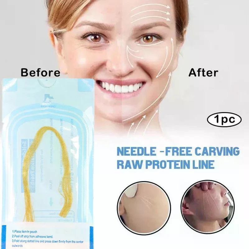 12 Pieces Water-Soluble No Needle Gold Protein Line Anti-Wrinkle Face Filler Lift Firming Collagen Thread Anti-Aging Skin Care