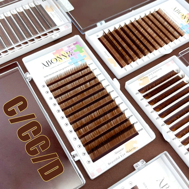 Abonnie Cocoa Brown Eyelashes Extensions C CC D Brown Colorful Mink Individual Lashes Extensions Naturalne koreańskie rzęsy