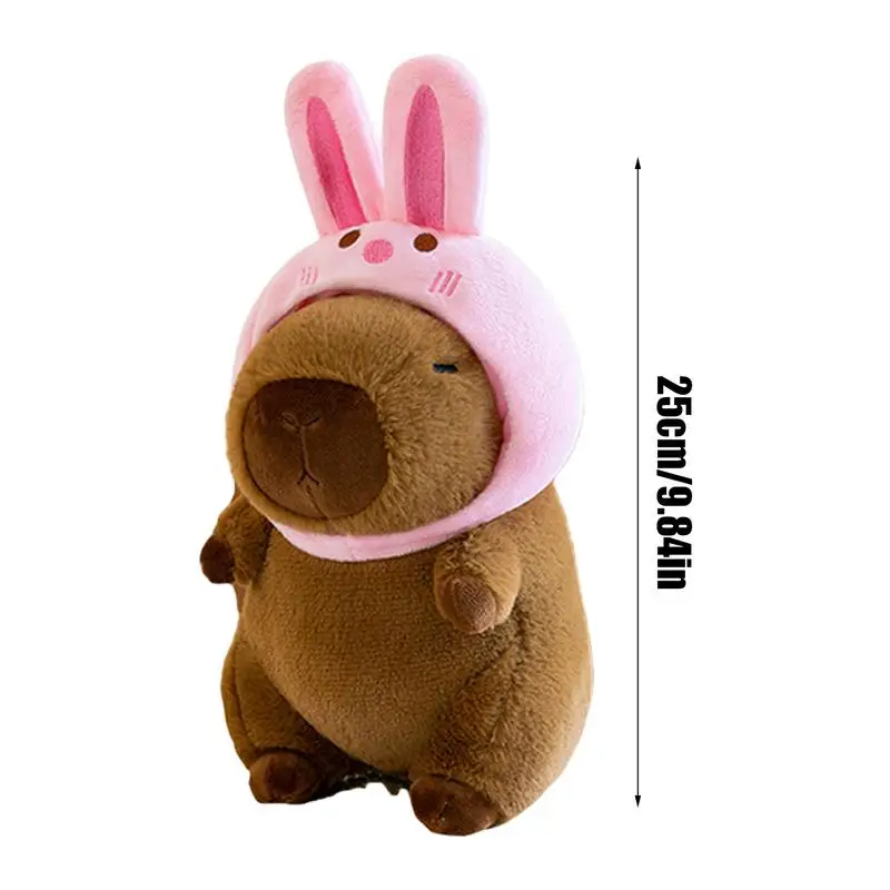 Capybara Plush Cute 7X Animals Toy Capybara Plushies 9Inch Dressup Capybara Plush Pillow Includes 1 X Bunny Hat 4 X Cloth 2 X