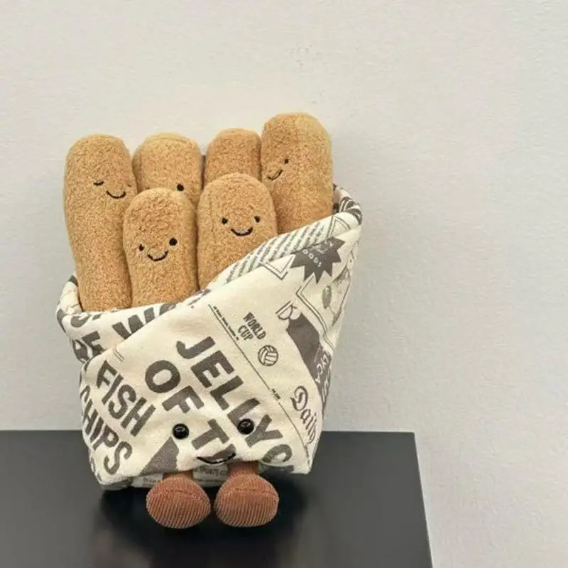 

new boxed french fry figurine simulation filled plush toy cartoon anime cute children's birthday gift fun doll