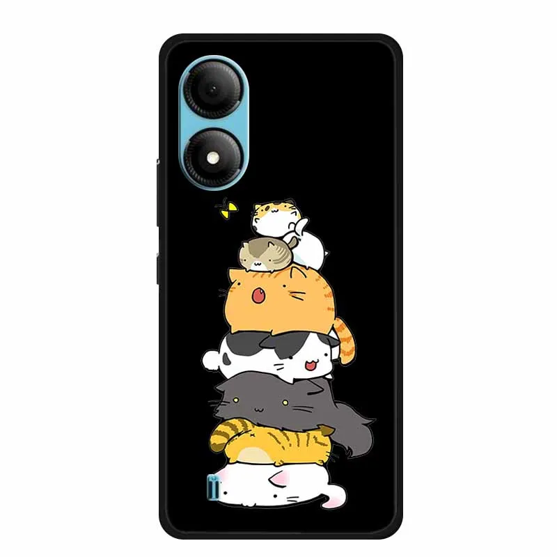 Funda For ZTE Blade A33S Case Cute Cartoon Cat Black Silicone Soft Phone Case For ZTE A33S Back Cover Case A 33 s 33s Coque Capa