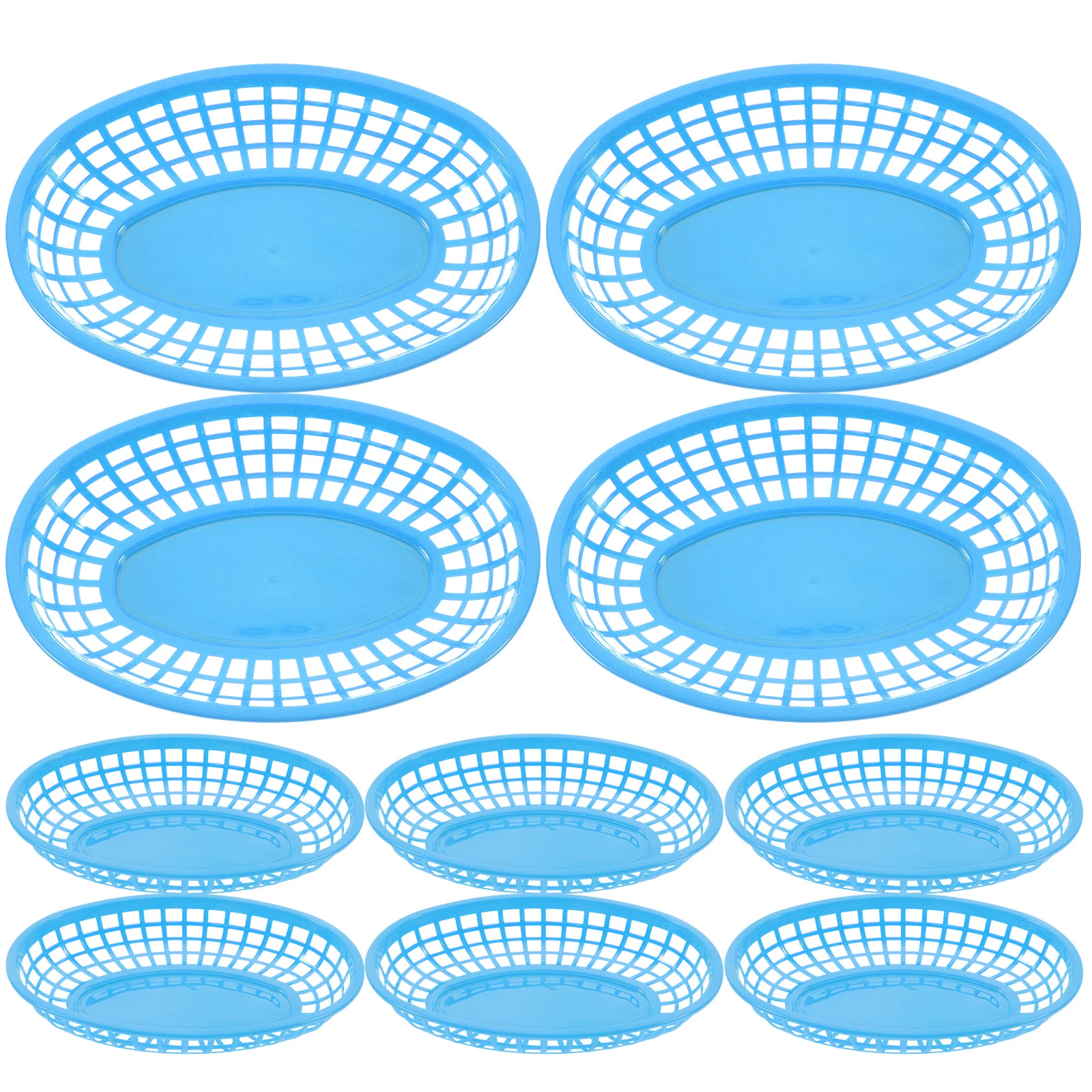 

12pcs Blue PP Restaurant Serving Baskets for Burgers Chips Storage Food Basket Vegetable Fruit Baskets Snack Serving Plate Home