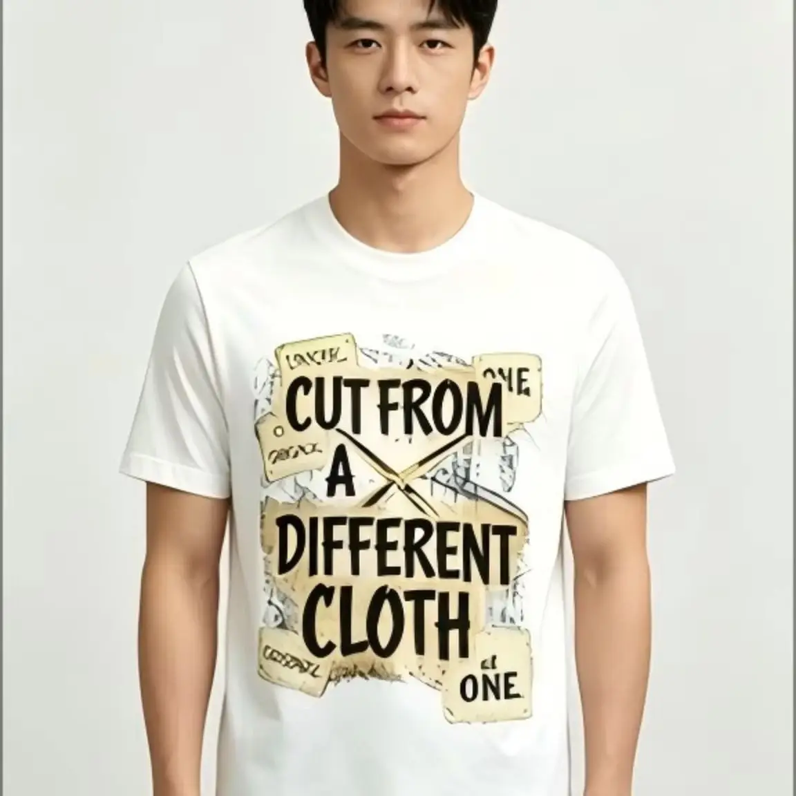 Vintage Distressed Cut From A Different Cloth Letter Graphic Tee Retro Quote Streetwear Casual Unisex Soft Short Sleeve Basic