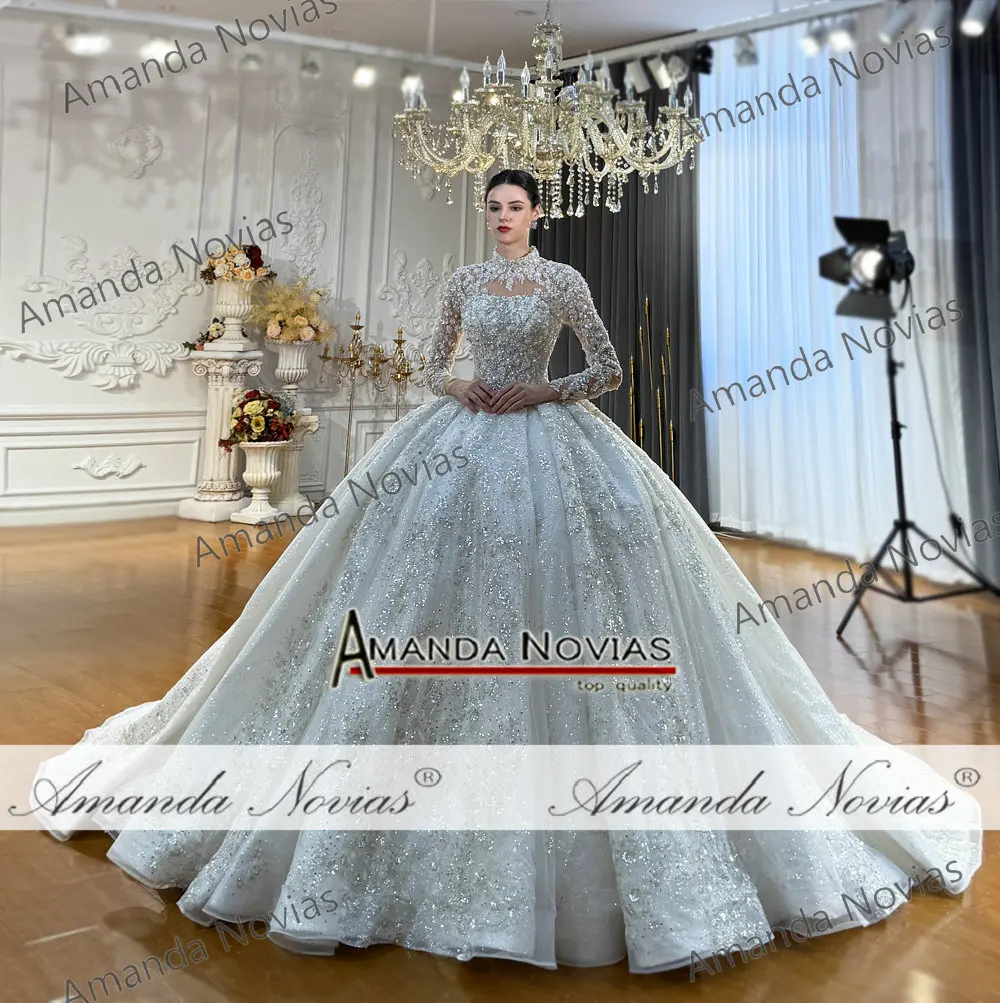 فستان زفاف مخصص NS5024 بدون حمالات مع سترة من الدانتيل أماندا نوفيس ريال #5