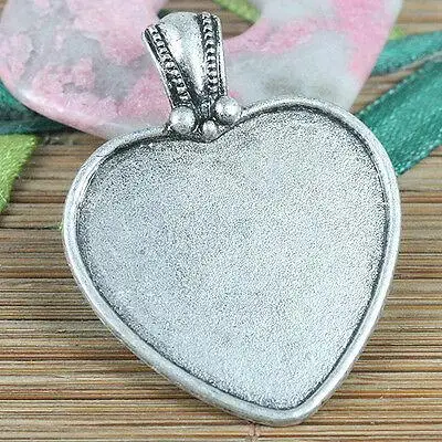 5pcs 47*36mm,INNER SIZE:30*32mm tibetan silver color heart shaped cabochon settings frame EF0322