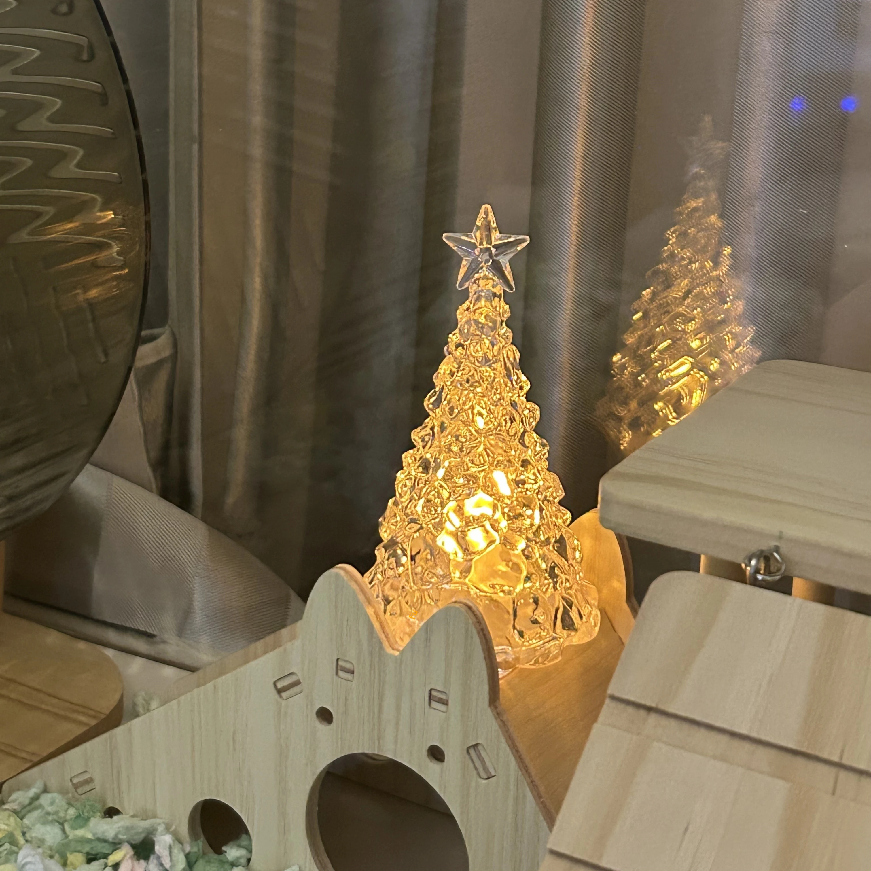 Crystal Christmas Tree Light Warm Colorful Battery Night Light Star Bedroom Christmas Table Decoration Candle Light Gift ﻿ ﻿