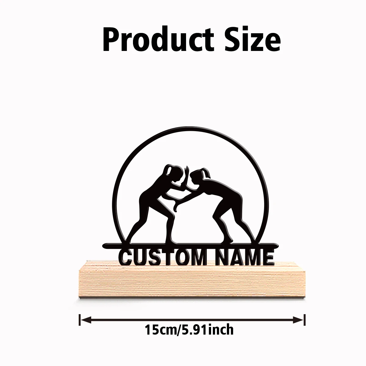 1pc Simple Martial arts Custom Text Tin Statue Tin Ornament Tin Sculpture With Wood Base Art Figurine With Wood Base Home Table