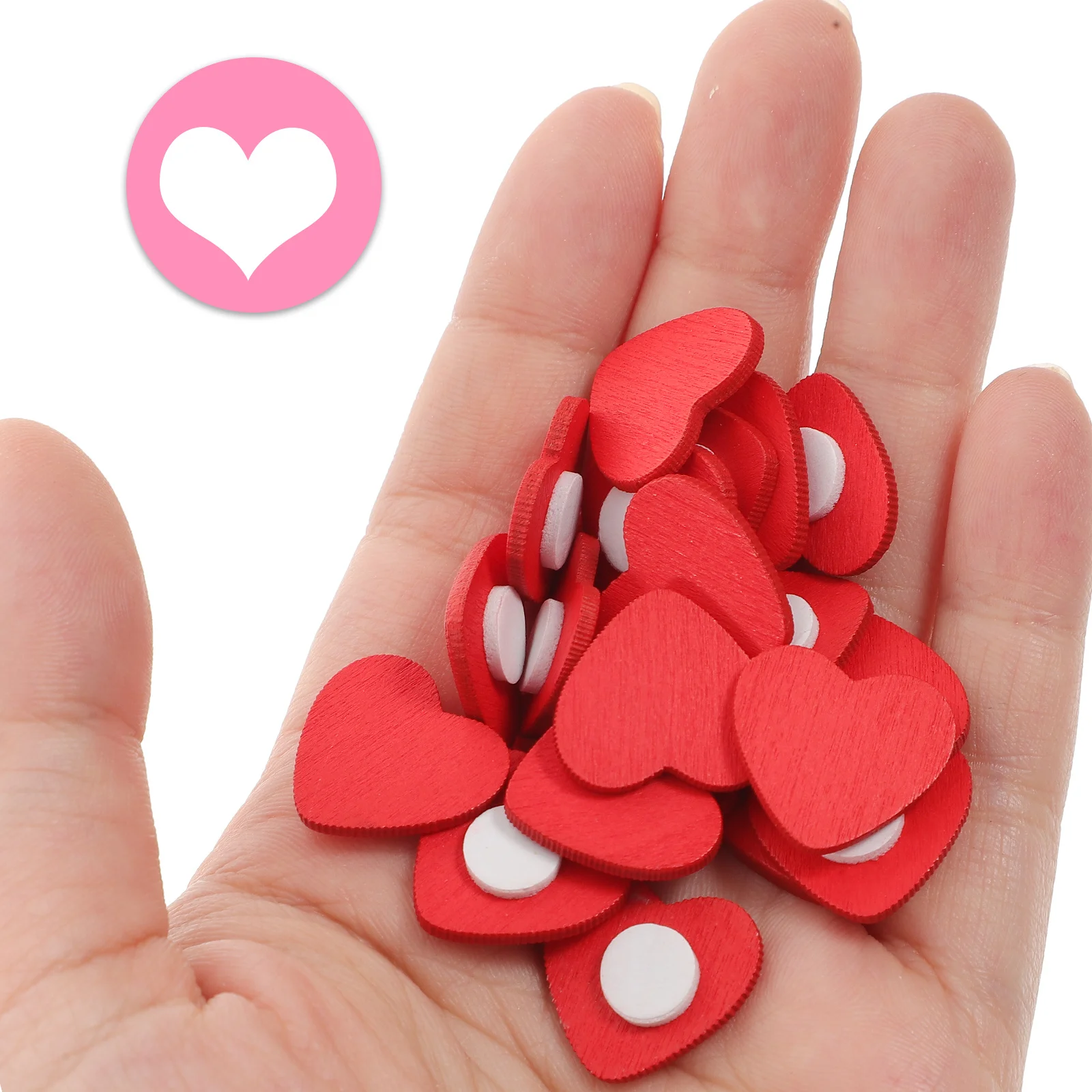 

200Pcs Self-Adhesive Wooden Heart Chips Valentine's Day Decoration DIY Crafts Rustic Love Ornaments Scrapbook Embellishments