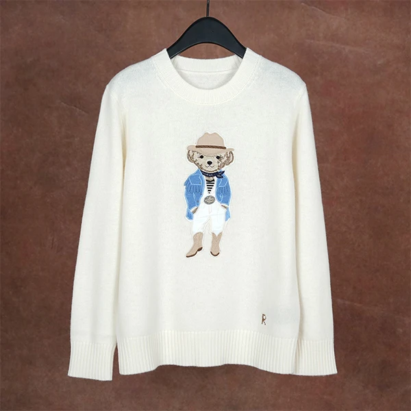 

Autumn Winter Briti Sle Camere Wool Knitted Long Sve Loose Fit round Ne Sweater Women's Faion Comfortable