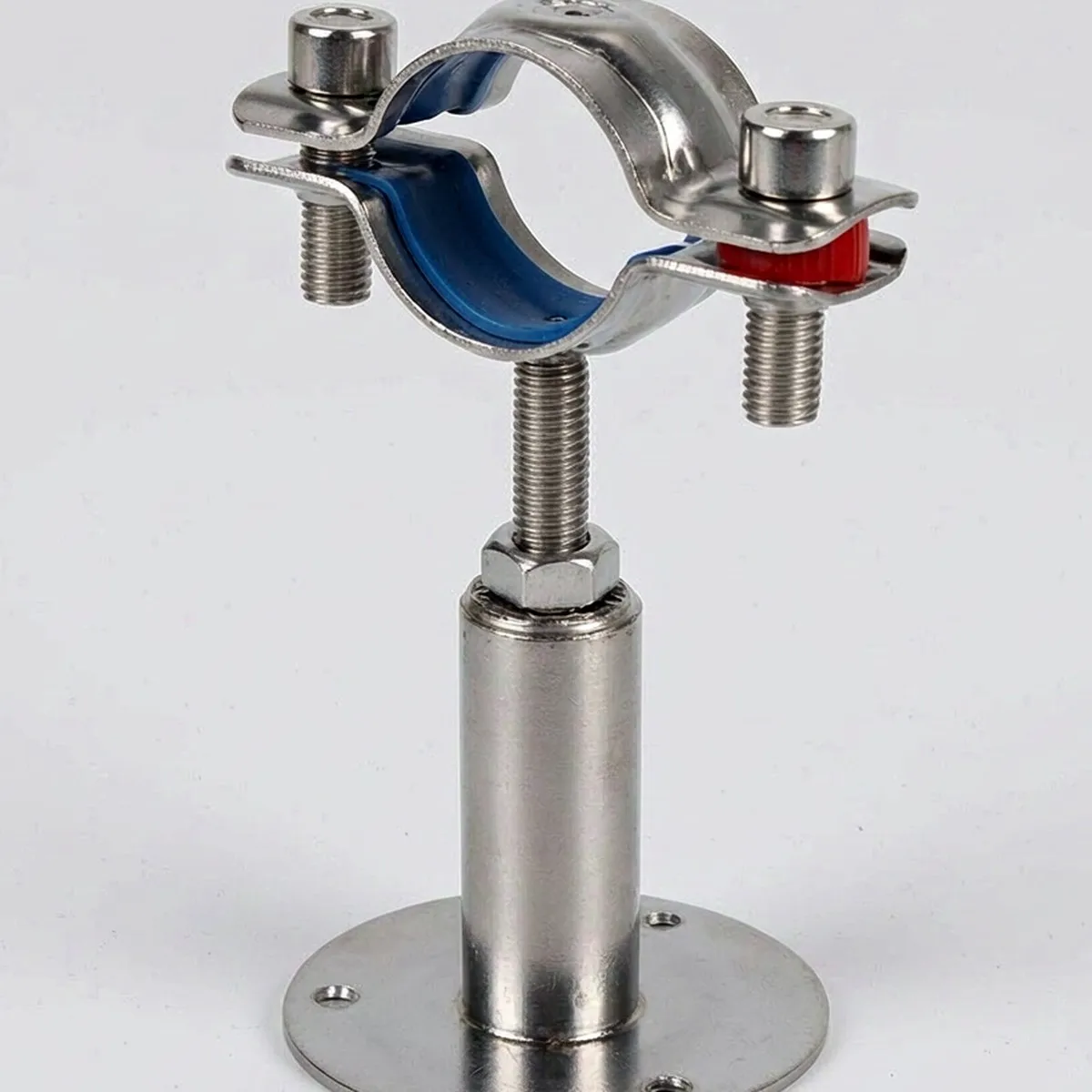 15-89mm OD Stainless Steel SS304 Pipe Clamp Clip Support Bracket With Base Plate Pole Length 30-50mm/50/100mm/100150mm/150-200mm