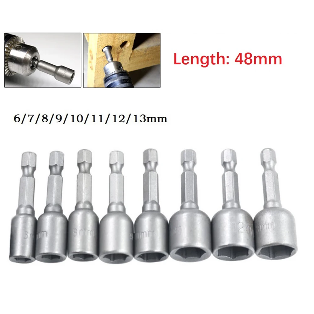 1pc 6-13mm Impact Socket Magnetic Nut Screwdriver 1/4\