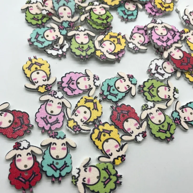 

Mixed 50pcs Cute Cartoon Sheep Shape Wooden Buttons Children's Clothing Buttons Scrapbook DIY Handmade Sewing Accessories