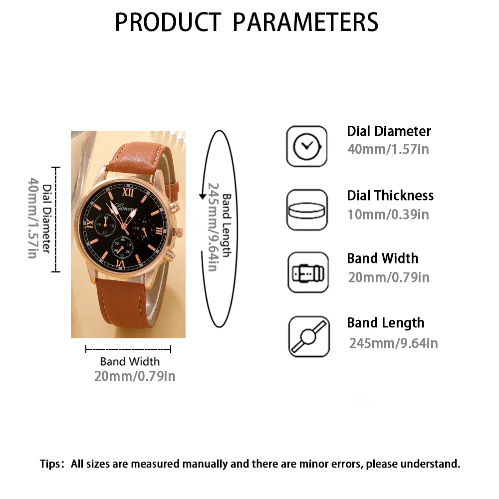 Fashionable 5Pcs Quartz Watch Set, Versatile Everyday Accessory Gift for Her & Him