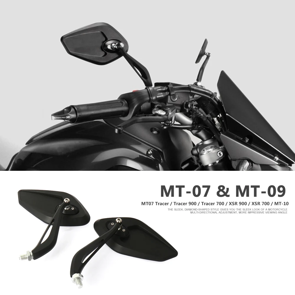 Motorcycle Side Rearview Mirrors Universal For Yamaha MT-07 MT07 MT-09 MT09 MT-10 Tracer 700 TRACER 900 XSR700 XSR900 XJ6