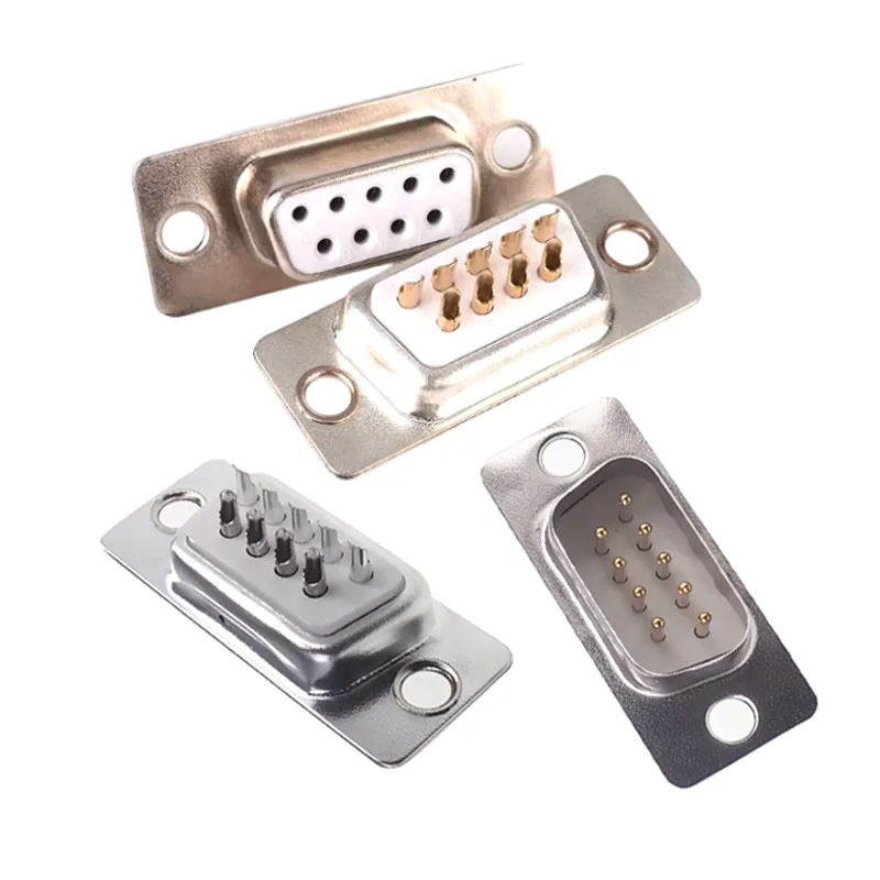 10PCS/5Pairs DB9 Solder Wire White Glue Gold-plated 2U Male Female Connector Plug 9 PIN Holes COM Port Interface