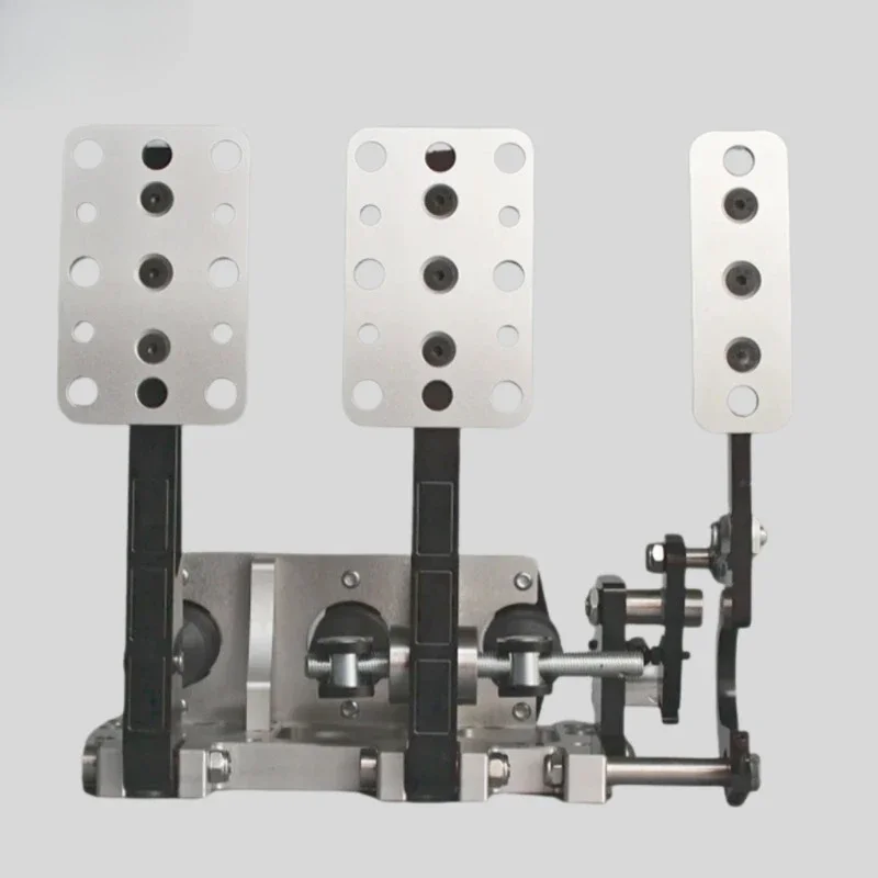Numerical Control Silver-Aluminum Floor-Mounted 3-Pedal Box - Adjustable Brake Bias Pedal Kit for Track and Performance Cars