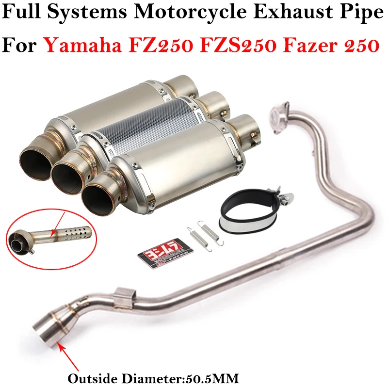 For Yamaha FZ250 FZS250 FZS FZ Fazer 250 Motorcycle Exhaust Full System Escape Modified Muffler Front Middle Link Pipe DB Killer