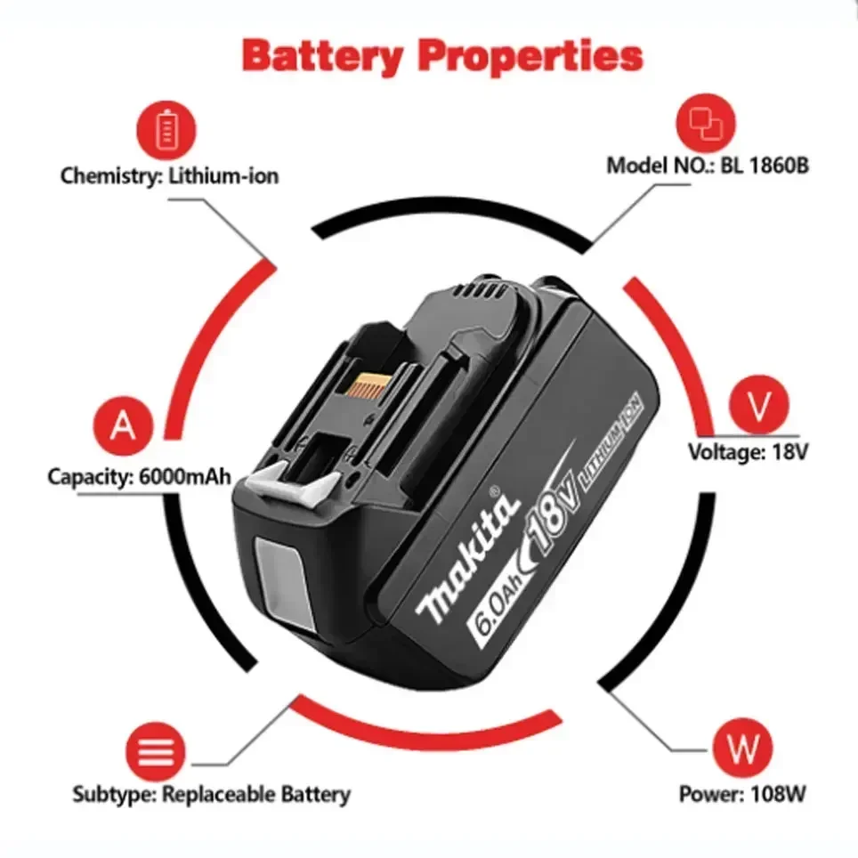 100% Originele Makita 18V 6.0ah Batterij Voor Makita 18V Bl1830b Bl1860b Bl1860 Bl1840 Bl1850 Bl1815 Vervangende Lithiumbatterij