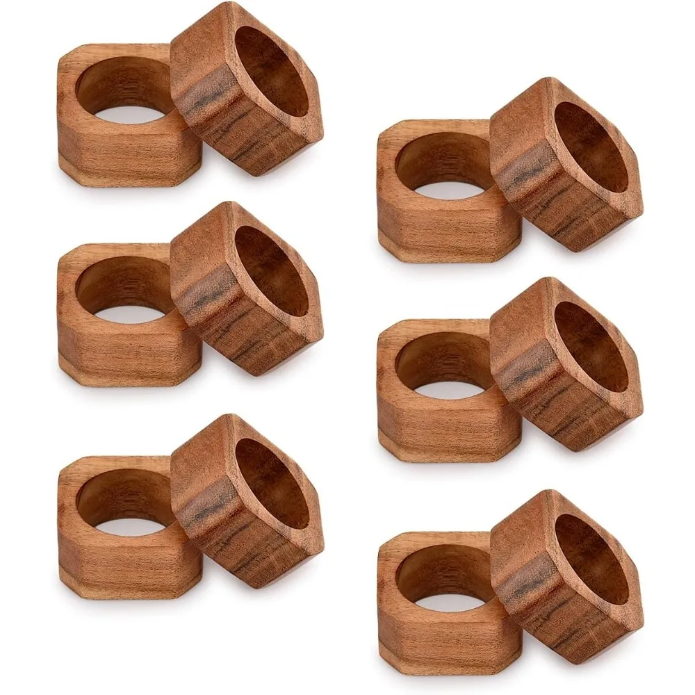 

Кольцо для салфеток Кольца для салфеток из дерева акации Классические кольца для салфеток для повседневного использования на День Благодарения, рождественские кольца для салфеток с пряжками, подарок для вечеринки