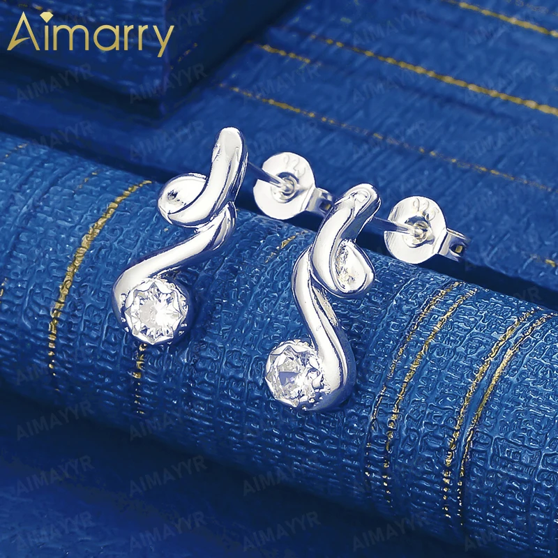 925 Sterling Silver Creative Notes Set with AAA Zircon Earrings for Women's Banquets and Weddings High-quality Fashion Jewelry