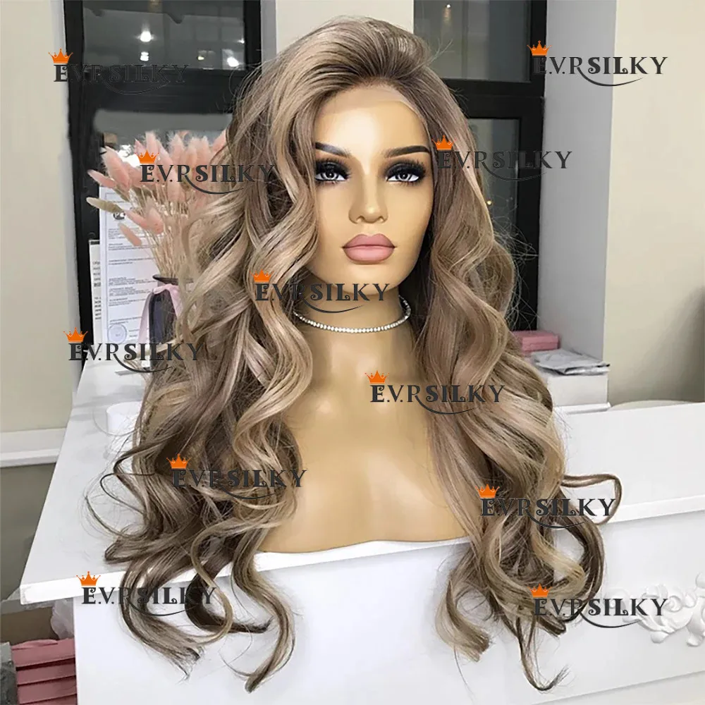 Light Brown body wave Beautiful and comfortable glue-free female wig 100% real hair easy to wear for beginners HD full lace wig