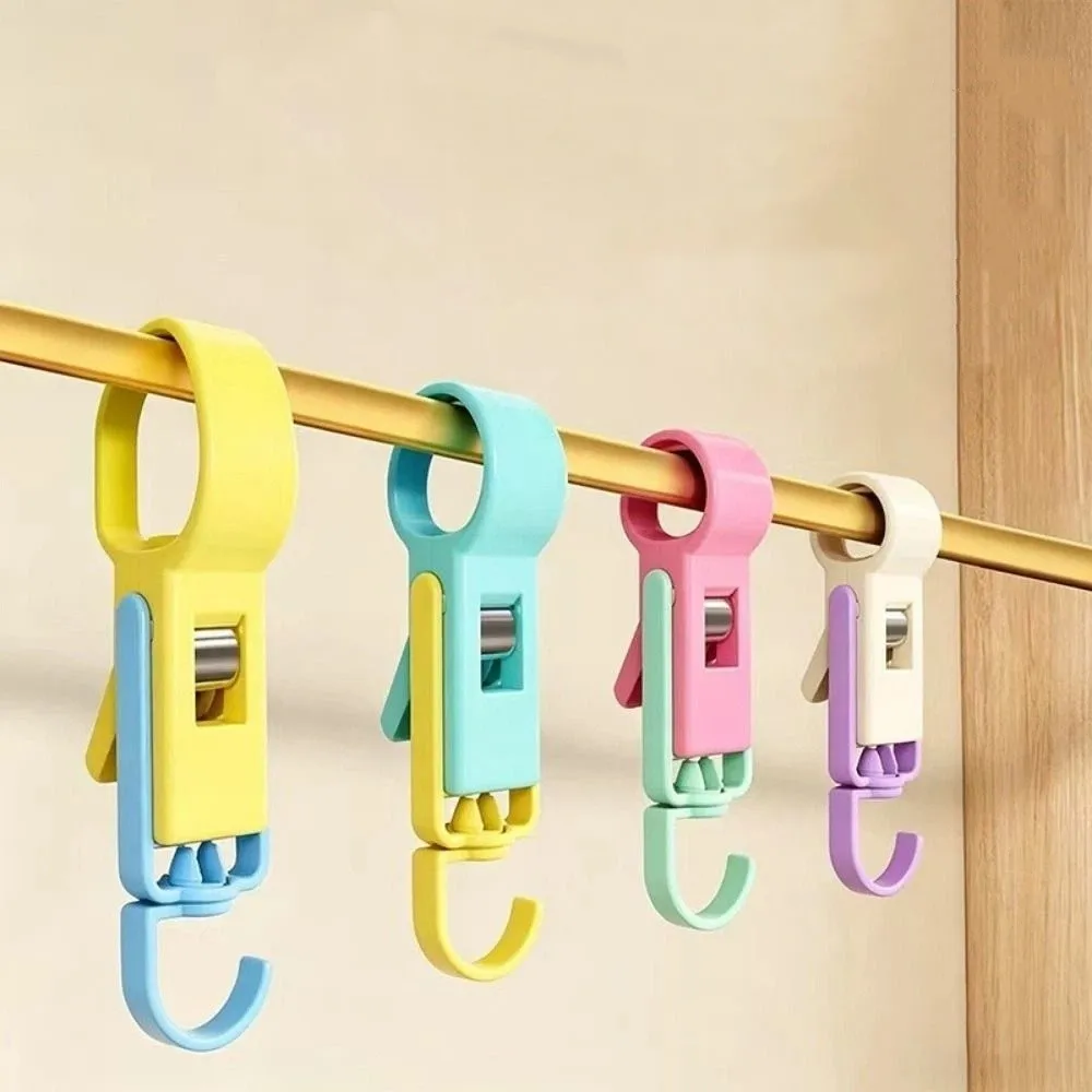 4PCS Practical Plastic Tube Clamp Hook Detachable Wall Mounted Rod Clip Hook Space Saving Bar Slide Hook Bathroom