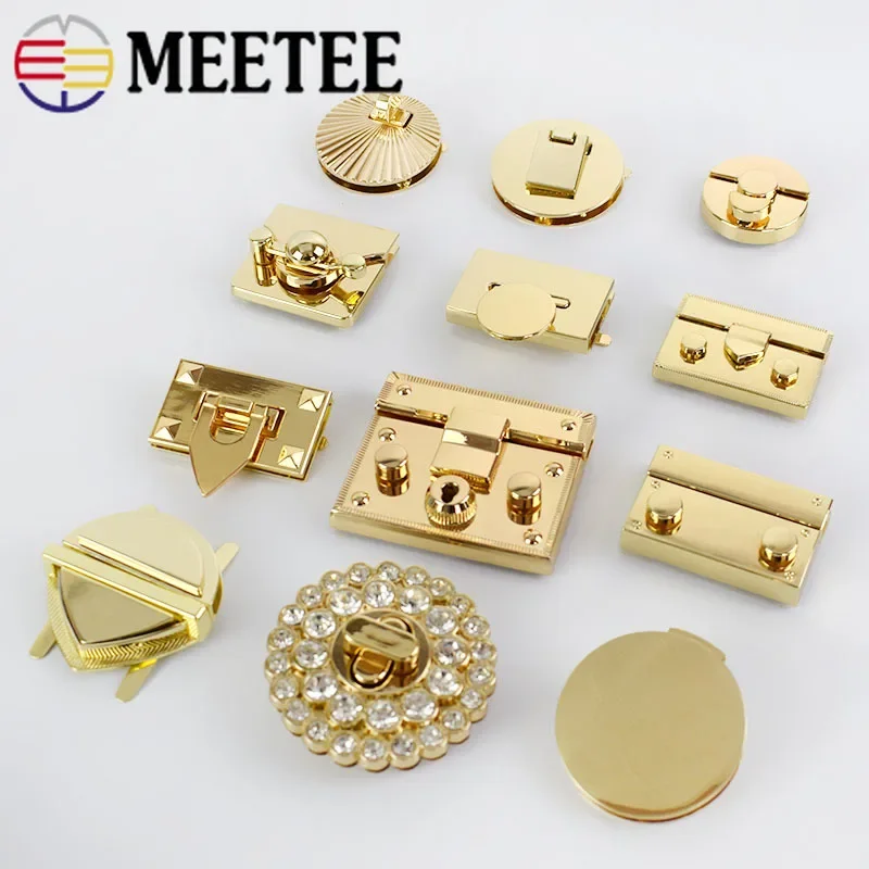 Meetee 2pcs Metal Clasp Turn Twist Lock Spring Buckle for DIY Handbag Bag Purse Hardware Closure Bags Parts Leather Accessories