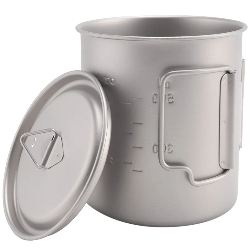 

ABMR-Ultralight Titanium Cup Outdoor Picnic Water Cup Portable Mug Camping Picnic Water Cup Foldable Handle 750Ml Titanium Color