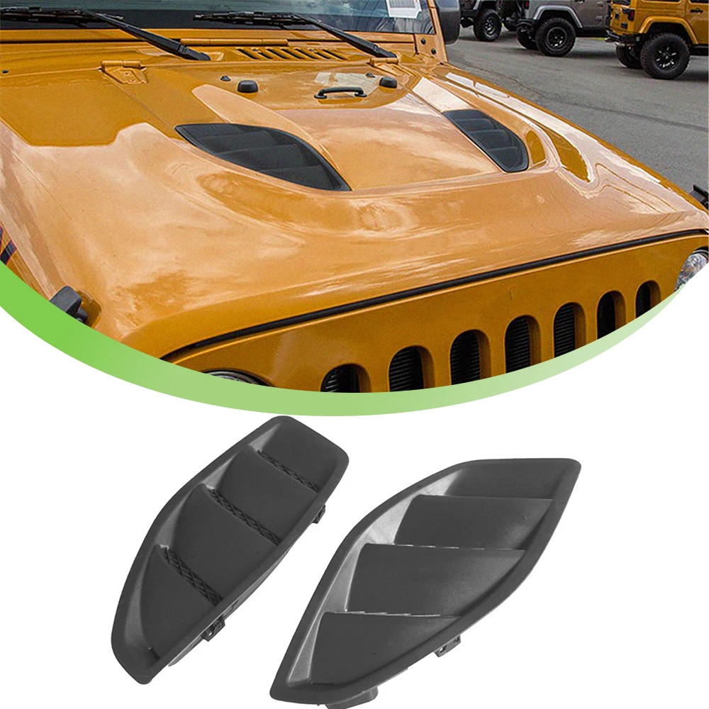 Car Front Hood Engine Air Outlet Vent Decoration Cover Trim for Jeep Wrangler JK 2007-2015 2016 2017 2/4-Door Exterior Accessory