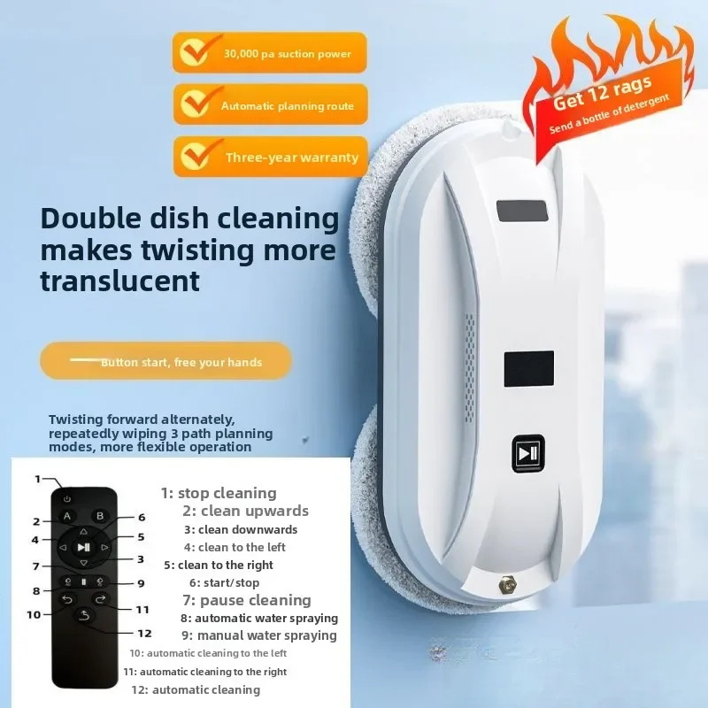Ultra-Thin Glass Cleaner Robot - Automatic Intelligent Water Spray Dry & Wet Dual-Purpose Clean For Home Kitchen Windows