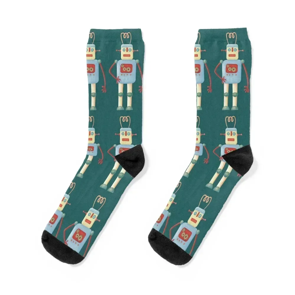 

Cute Vintage Retro Robot Socks floor sport Wholesale cotton Socks Male Women's