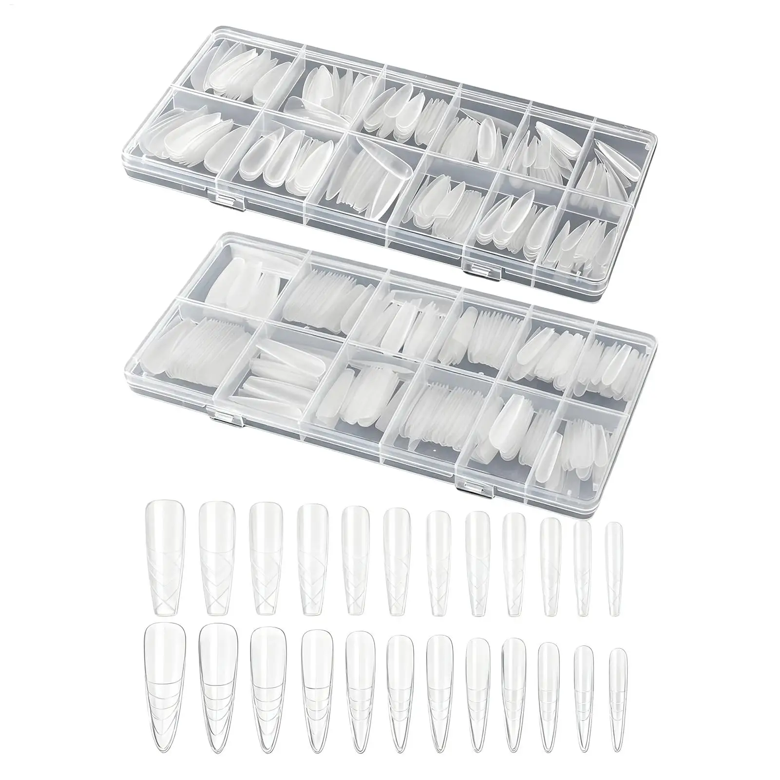 240개 네일 폼 클리어 프레스온 팁 네일 익스텐션 세트 퀵 빌딩 젤 몰드 풀 커버 대형 사이즈 아크릴 네일 탑 폼