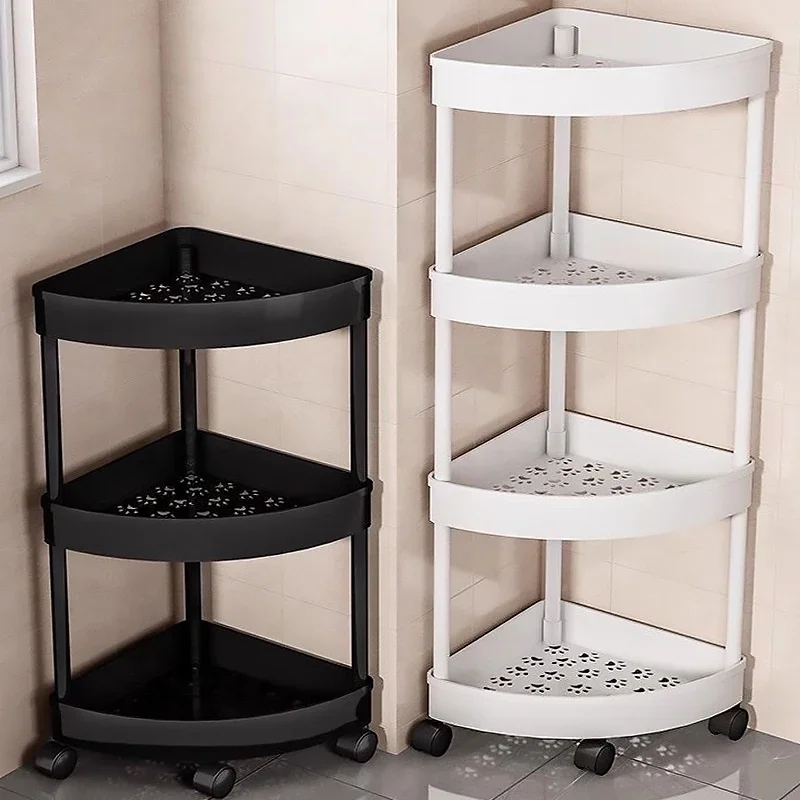 With Swivel Wheels Small Cart Shelf Snacks Racks Trolley Holder Home Bathroom Kitchen Organizer Multi-layer Movable Storage Rack