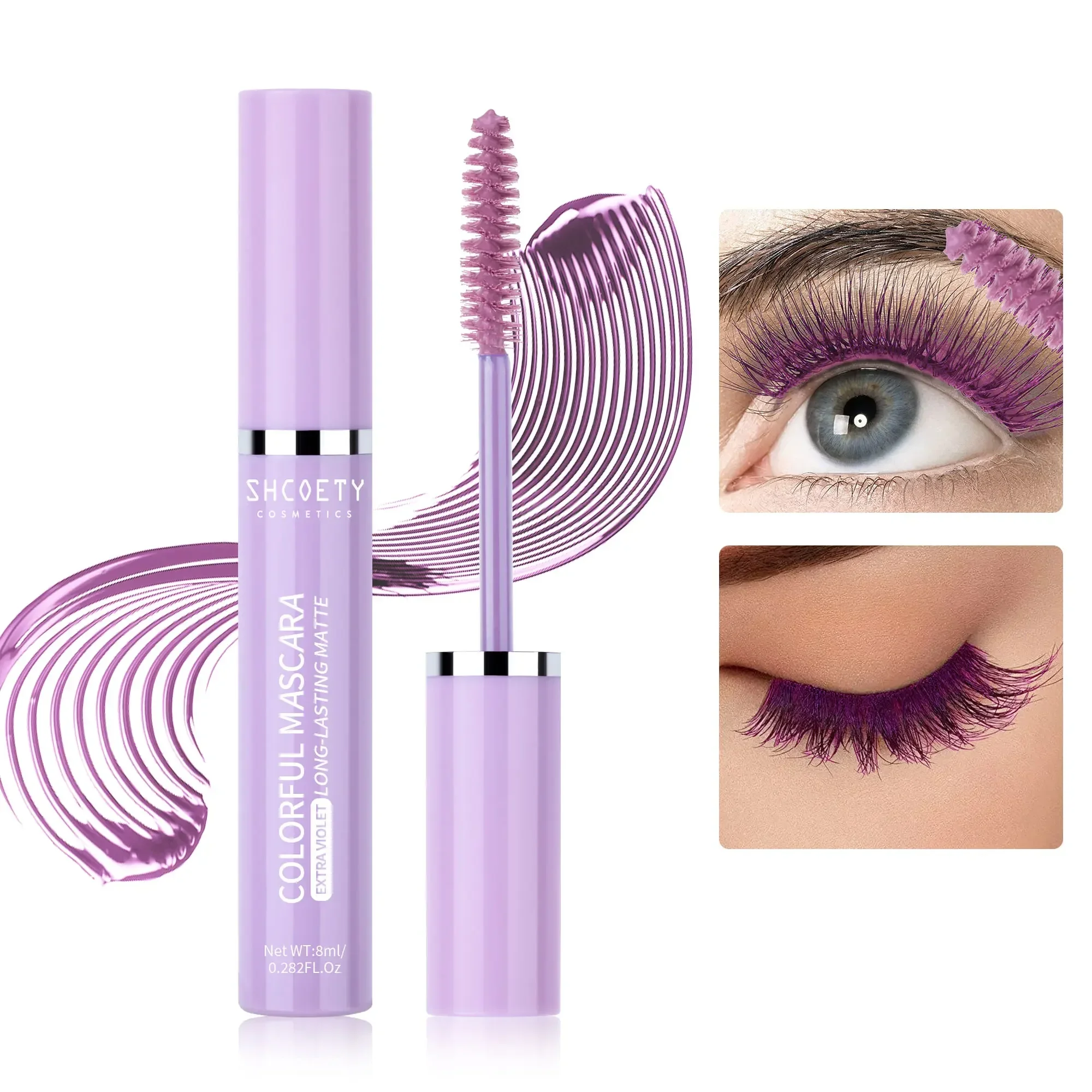 ماسكارا حليقة ألياف سميكة وصلات رموش ، مقاومة للماء ، لا تلطخ ، عيون زرقاء ، خضراء ، وردية ، سوداء ، ماكياج إطالة ، لون أحمر نبيذ