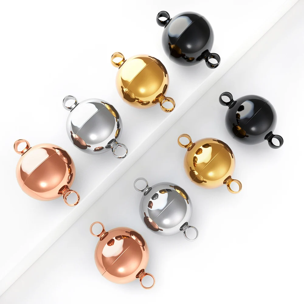 2 stücke Edelstahl Magnetische Verschlüsse Ball Form Starke Magnetische Schnallen End Verschluss Anschlüsse Für DIY Halskette Armbänder Liefert
