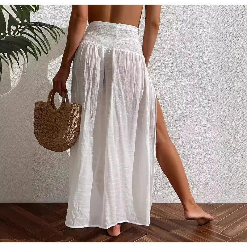 Summer Women's Sexy Beach Cover Long Tulle Pleated High Waist Lace Skirt Cover Women Longs Womens