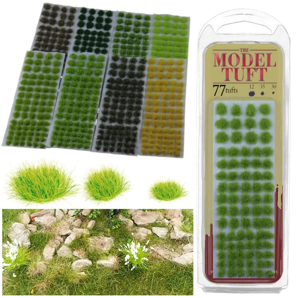 77PCS Toy Scene Model Modeling Materials Grass Tufts Sand Table Layout Artificial Plant Cluster Simulation Wargame Scenery