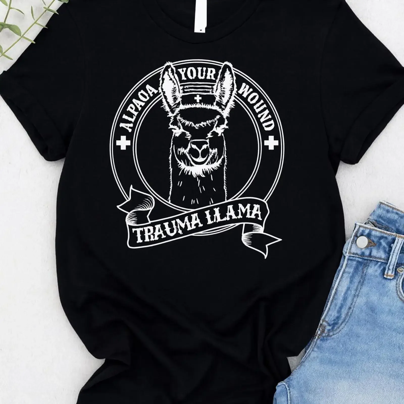 Funny Trauma Llama Nurse T Shirt Alpaca Your Wound Humor vintage Washed streetwear Versatile Breathable Slightly Casual Soft